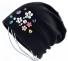 Dámská čepice s kamínky a květinami J3089 černá