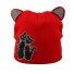 Dámská čepice s kočičími oušky červená