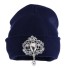 Damska czapka zimowa z dekoracją ciemnoniebieski