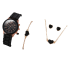 Dámska darčeková sada hodinky, náhrdelník, náramok a náušnice so srdiečkom čierna