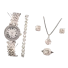 Dámská dárková sada 5 ks hodinky, náhrdelník, náušnice, náramek a prstýnek stříbrná