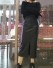 Dámska dlhá kožená sukňa s rázporkom čierna