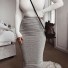 Dámska dlhá puzdrová sukňa A1172 sivá