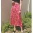 Dámska dlhá sukňa s kvetinami červená