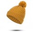 Damska dzianinowa czapka z pomponem żółty