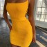 Damska dzianinowa mini sukienka żółty
