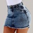 Damska jeansowa mini spódniczka z wysokim stanem A1915 ciemnoniebieski