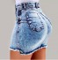 Damska jeansowa mini spódniczka z wysokim stanem A1915 jasnoniebieski