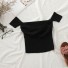 Damska koszulka swetrowa z odkrytymi ramionami czarny