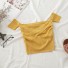 Damska koszulka swetrowa z odkrytymi ramionami żółty