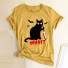 Damska koszulka z nadrukiem czarnego kota żółty