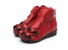 Dámska kožené členkové topánky s kvetinou červená