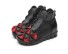 Dámska kožené členkové topánky s kvetinou čierno-červená