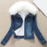 Damska kurtka jeansowa z futerkiem P2373 biały