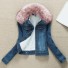 Damska kurtka jeansowa z futerkiem P2373 różowy