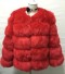 Damska kurtka zimowa wykonana ze sztucznego futra czerwony