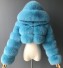 Damska kurtka zimowa ze sztucznego futra P1481 jasnoniebieski