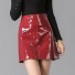 Dámska lesklá mini sukňa G72 tmavo červená