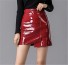 Dámska lesklá mini sukňa so zipsom tmavo červená