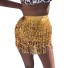 Dámska mini sukňa s flitrami a strapcami zlatá