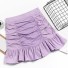 Dámska mini sukňa s riasením a volánom svetlo fialová