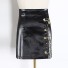 Damska spódnica ze sztucznej skóry z klamrami czarny