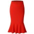 Dámska sukňa s vysokým pásom a volánom červená