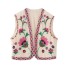 Dámská vesta s květinovým vzorem V148 krémová