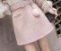 Dámska vlnená mini sukňa s opaskom ružová