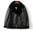 Dámska zateplená bunda z umelej kože čierna