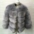 Dámska zimná bunda z umelej kožušiny sivá