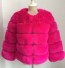 Dámska zimná bunda z umelej kožušiny tmavo ružová
