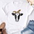 Dámske biele tričko s potlačou kravy 1