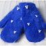 Dámské chlupaté palčáky s perličkami J816 modrá