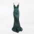 Dámske dlhé flitrové šaty tmavo zelená
