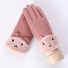 Dámske dotykové rukavice s medvedíkom J2815 ružová