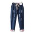 Dámske džínsy s gumou v páse A175 tmavo modrá