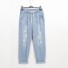 Dámske džínsy s gumou v páse nadmerné veľkosti svetlo modrá