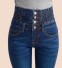 Dámske džínsy s vysokým pásom J1699 tmavo modrá