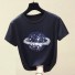 Dámské flitrové tričko s planetou černá