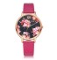 Dámske hodinky s kvetinovým ciferníkom J3193 tmavo ružová
