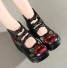 Dámské kotníkové boty s květinami A658 černá