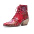 Dámské kotníkové boty s květinami J817 červená