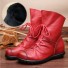 Dámske kožené členkové topánky s kožušinkou červená