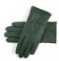 Dámske kožené rukavice s mašličkou tmavo zelená