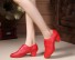 Dámske kožené tanečné topánky červená
