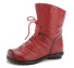 Dámské kožené zimní kotníkové boty červená