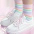 Dámské ponožky s barevnými pruhy růžová