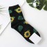Dámske ponožky s kvetinami čierna