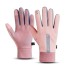 Dámské protiskluzové zateplené rukavice Vodotěsné rukavice pro ženy Rukavice s podporou dotyku na diplej Dámské rukavice proti větru a chladu růžová